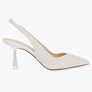 Betsey Johnson Clark Ivory Rhinestone & Pearl  Slingback Pumps.NIBox Size9 wide